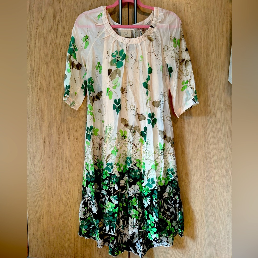 Anthropologie Vanessa Virginia silk dress with pockets high-low hem size small